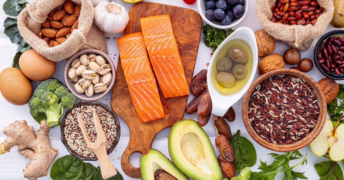 An aerial shot of electrolyte-rich foods.