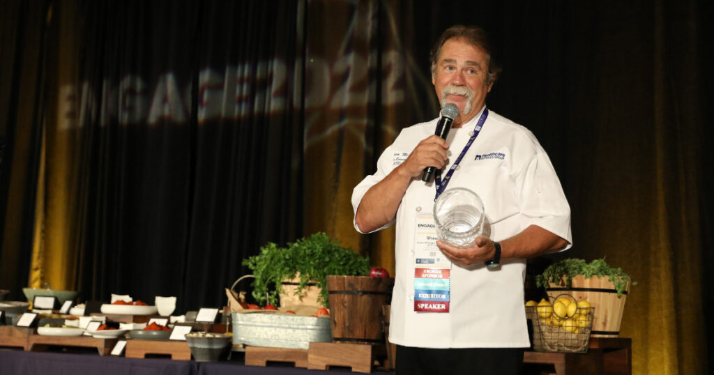 Executive Chef Shawn McGregor holding his award.