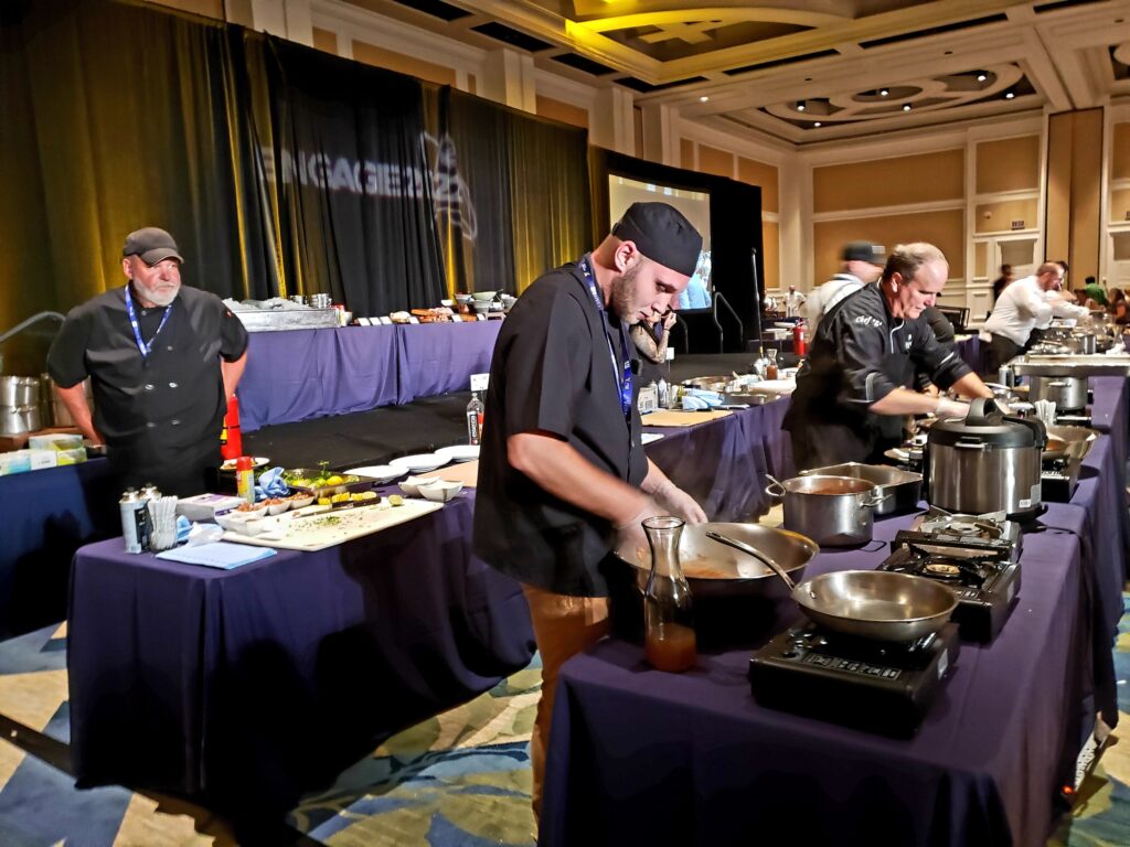 Chefs cooking during the FSLA Chef Competition.