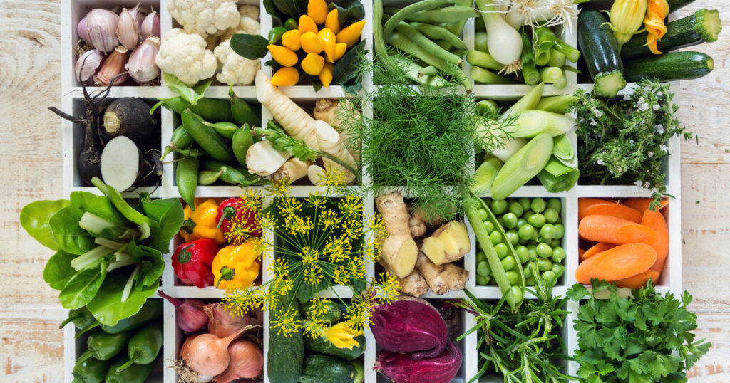 A collection of vegetables and herbs used to create nutritional synergy.